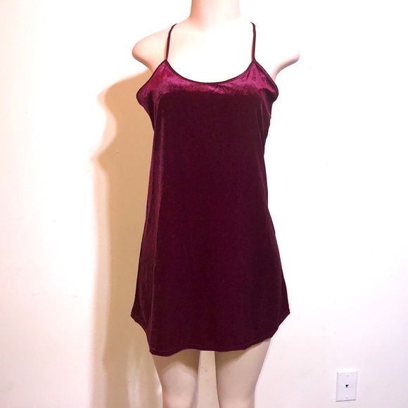 Vintage Crushed Red Velvet Lingerie Sleep Dress - Picture 1 of 11